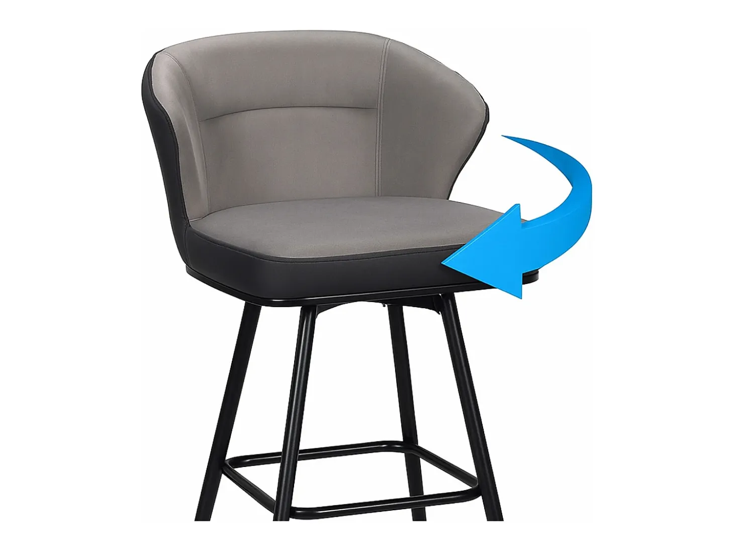 Sillas de bar giratorias acolchadas, altura del asiento 72 cm, lote de 2, DANA (Gris y Negro)