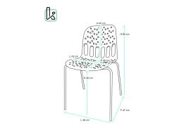Sillas de cocina de diseño, lote de 4, apilables, patas metálicas KIO (Kaki-Blanco)