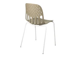 Sillas de cocina de diseño, lote de 4, apilables, patas metálicas KIO (Kaki-Blanco)