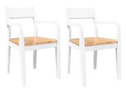 Sillas de comedor 2 piezas madera maciza de caucho blanco