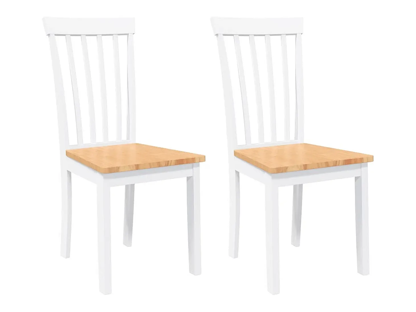 Sillas de comedor 2 piezas madera maciza de caucho blanco