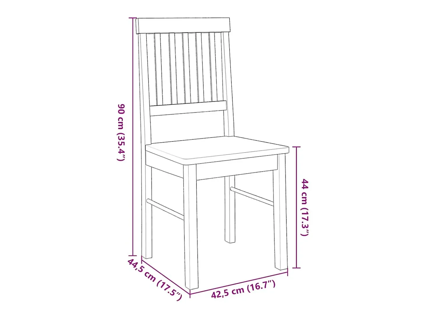 Sillas de comedor 2 piezas madera maciza de caucho