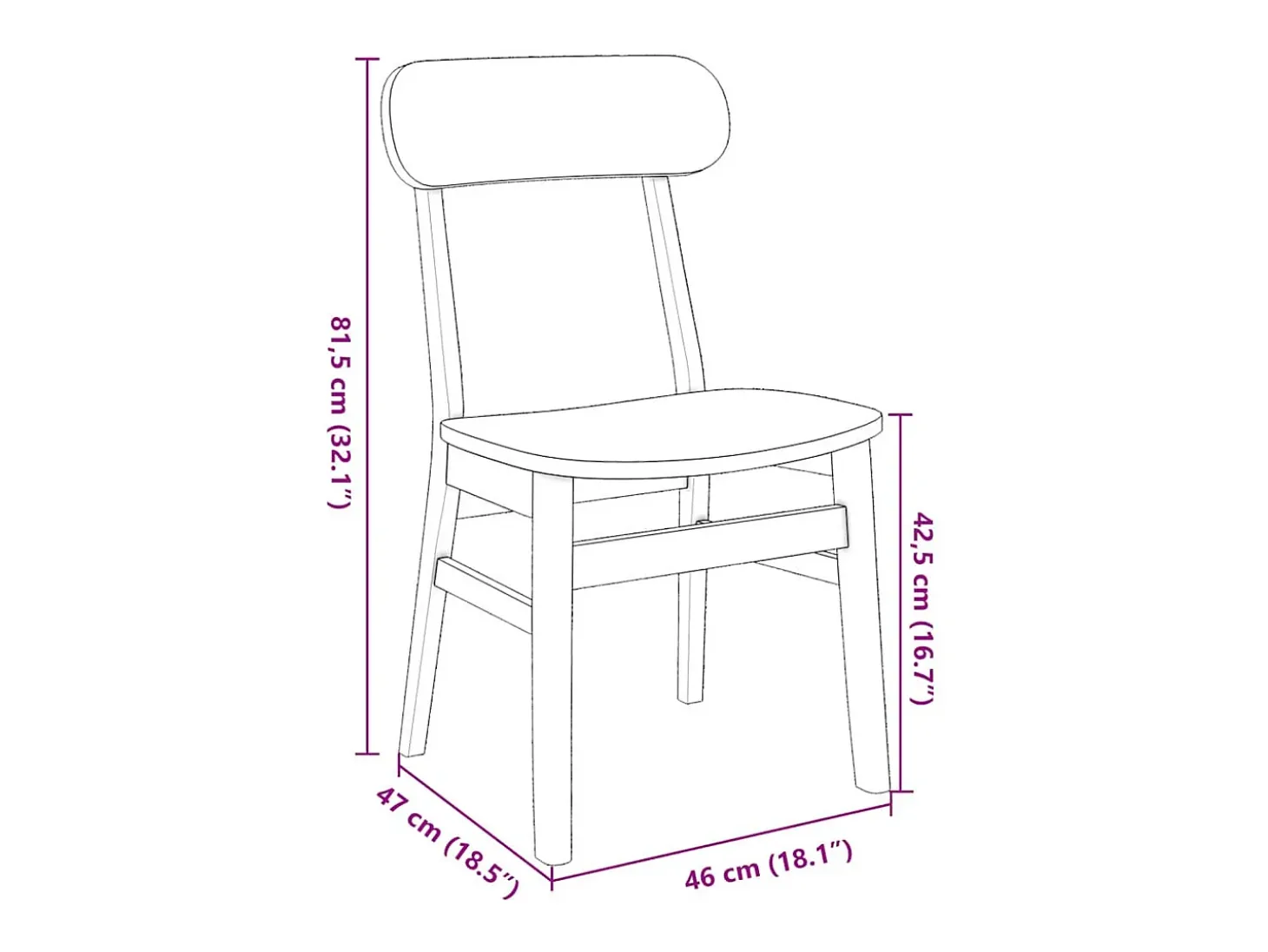 Sillas de comedor 2 piezas madera maciza de caucho