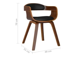 Sillas de comedor 6 uds madera curvada y cuero sintético negro