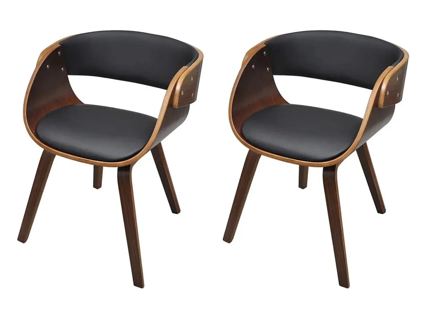 Sillas de comedor 2 uds madera curvada y cuero sintético marrón