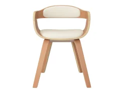 Sillas de comedor 4 uds madera curvada y cuero sintético crema