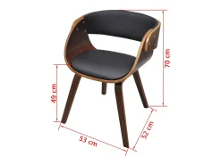 Sillas de comedor 4 uds madera curvada cuero sintético marrón