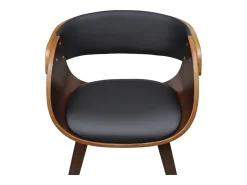 Sillas de comedor 4 uds madera curvada cuero sintético marrón