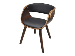 Sillas de comedor 4 uds madera curvada cuero sintético marrón