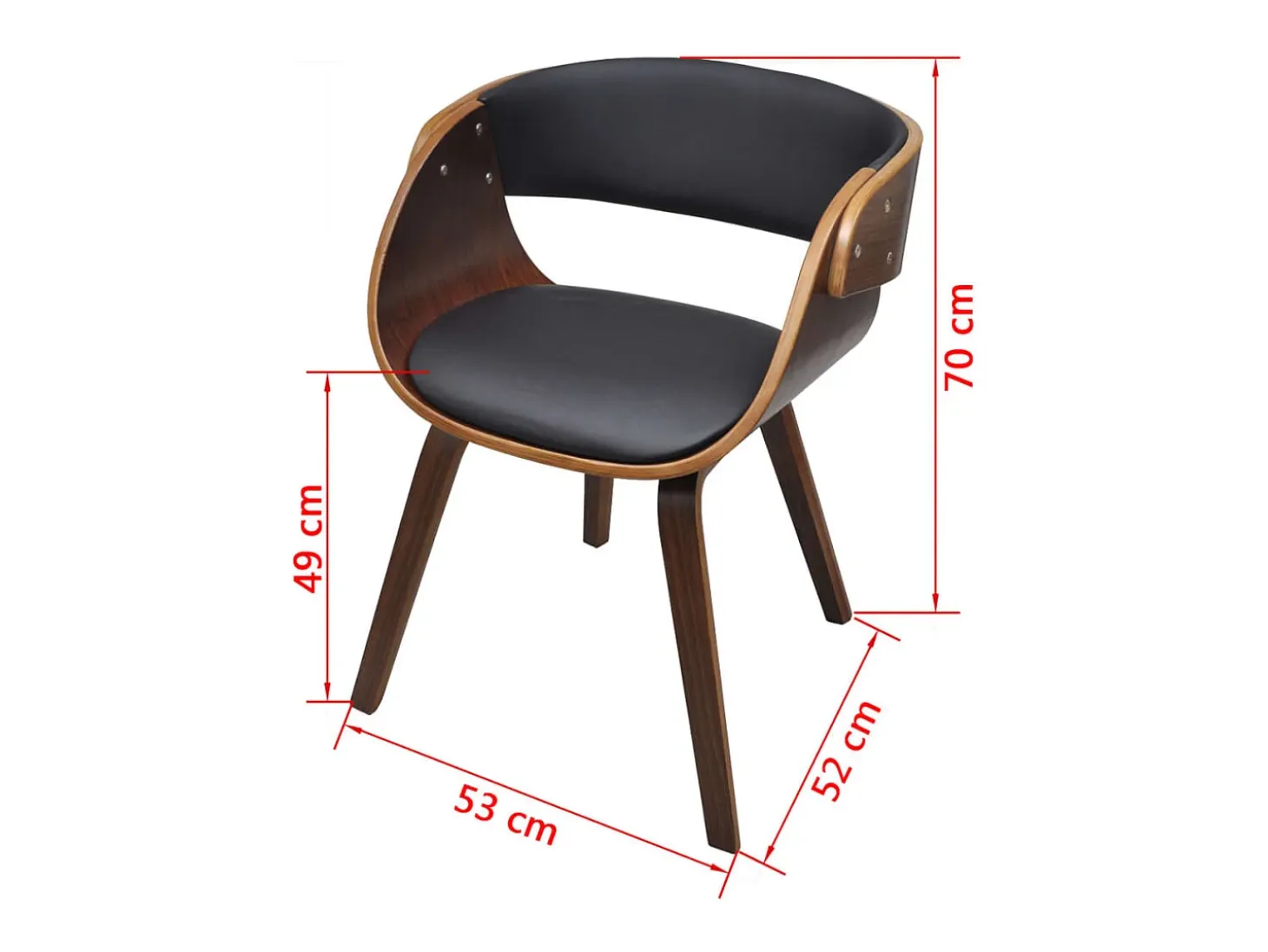 Sillas de comedor 4 uds madera curvada cuero sintético marrón