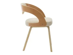 Sillas de comedor 4 uds madera curvada y cuero sintético crema