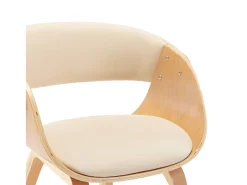 Sillas de comedor 6 uds madera curvada y cuero sintético crema