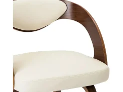 Sillas de comedor 4 uds madera curvada y cuero sintético crema
