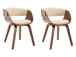 Sillas de comedor 2 uds madera curvada y cuero sintético crema ES906938