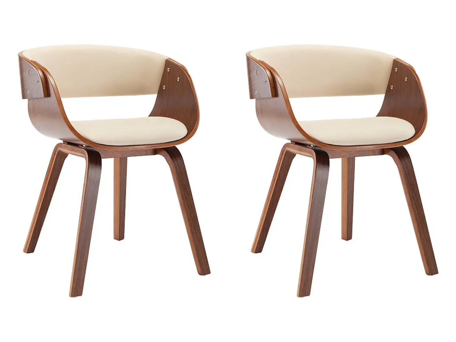 Sillas de comedor 2 uds madera curvada y cuero sintético crema ES906938