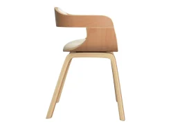 Sillas de comedor 6 uds madera curvada y cuero sintético crema