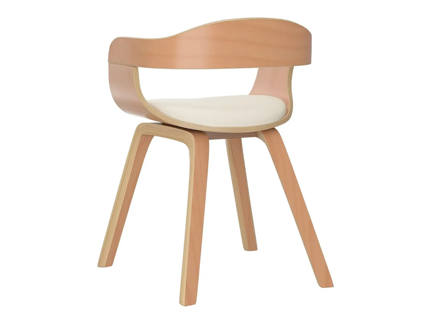 Sillas de comedor 6 uds madera curvada y cuero sintético crema