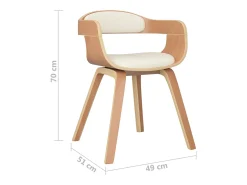 Sillas de comedor 6 uds madera curvada y cuero sintético crema