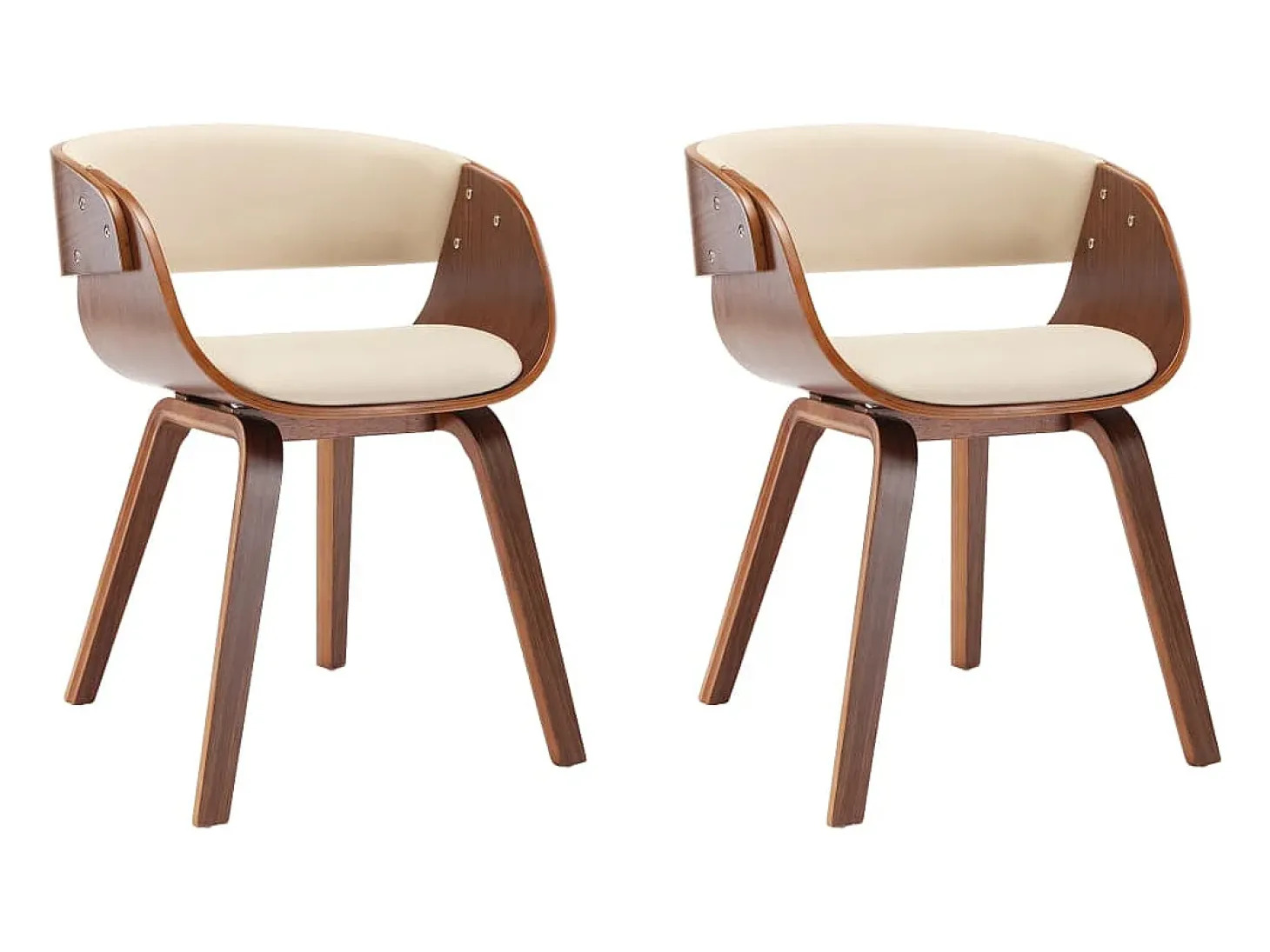 Sillas de comedor 2 uds madera curvada y cuero sintético crema
