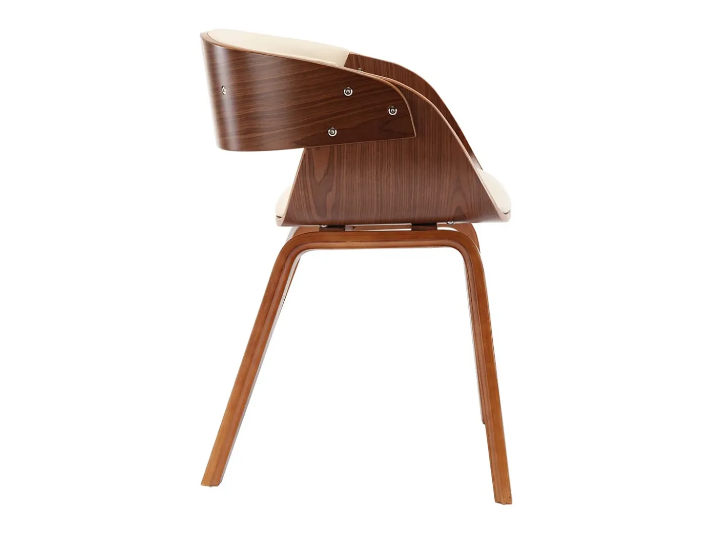 Sillas de comedor 2 uds madera curvada y cuero sintético crema