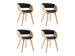 Sillas de comedor 4 uds madera curvada cuero sintético negro