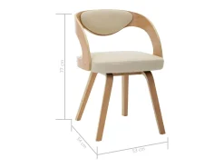 Sillas de comedor 2 uds madera curvada y cuero sintético crema