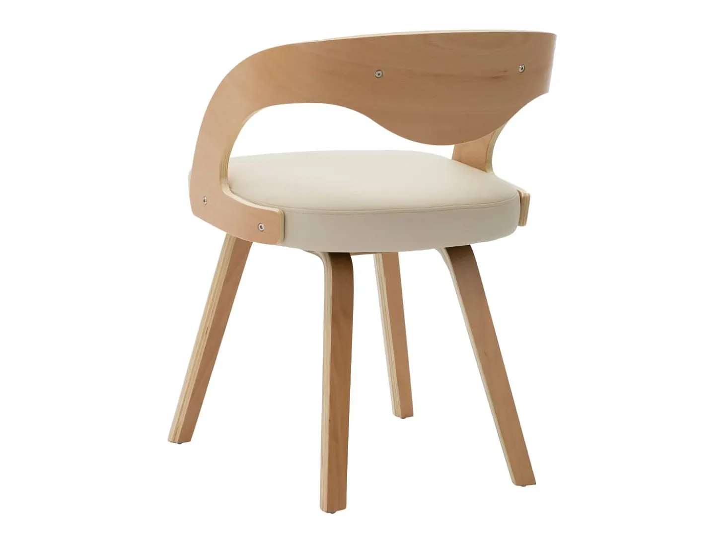 Sillas de comedor 2 uds madera curvada y cuero sintético crema