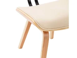 Sillas de comedor 6 uds madera curvada y cuero sintético crema