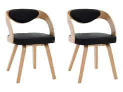 Sillas de comedor 2 uds madera curvada y cuero sintético negro ES36761