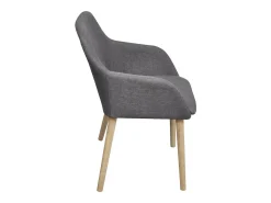 Sillas de comedor 4 uds tela gris claro y madera maciza roble