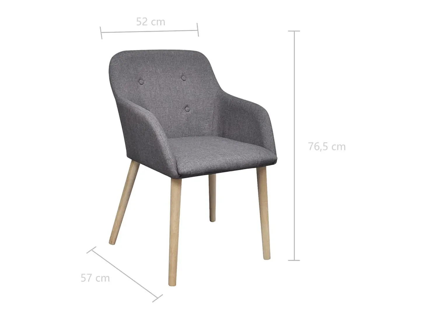 Sillas de comedor 6 uds tela gris claro y madera maciza roble