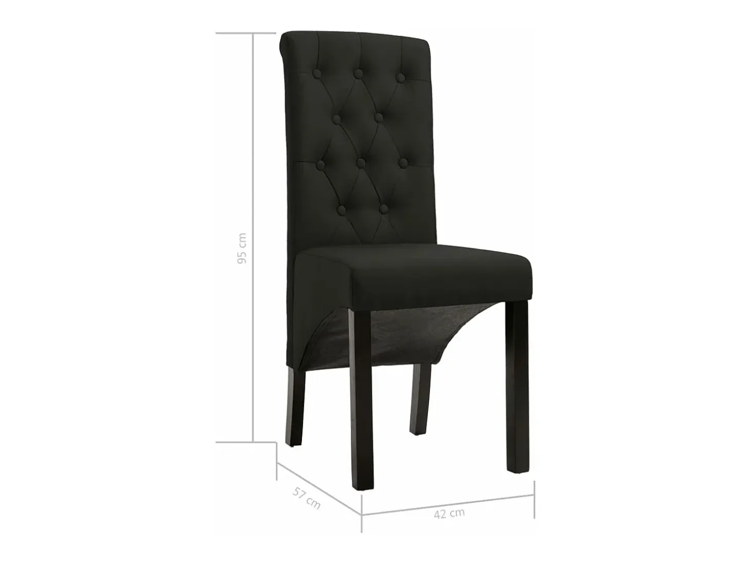 Sillas de comedor 4 unidades de tela negra
