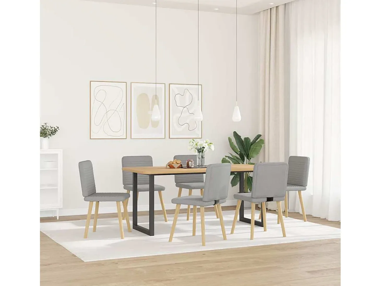 Sillas de comedor 6 unidades tela gris nube