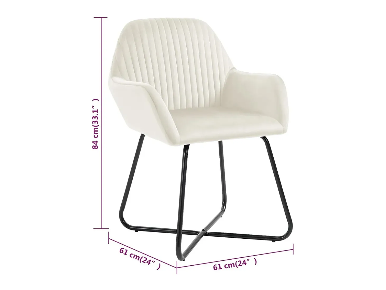 Sillas de comedor 2 unidades terciopelo crema
