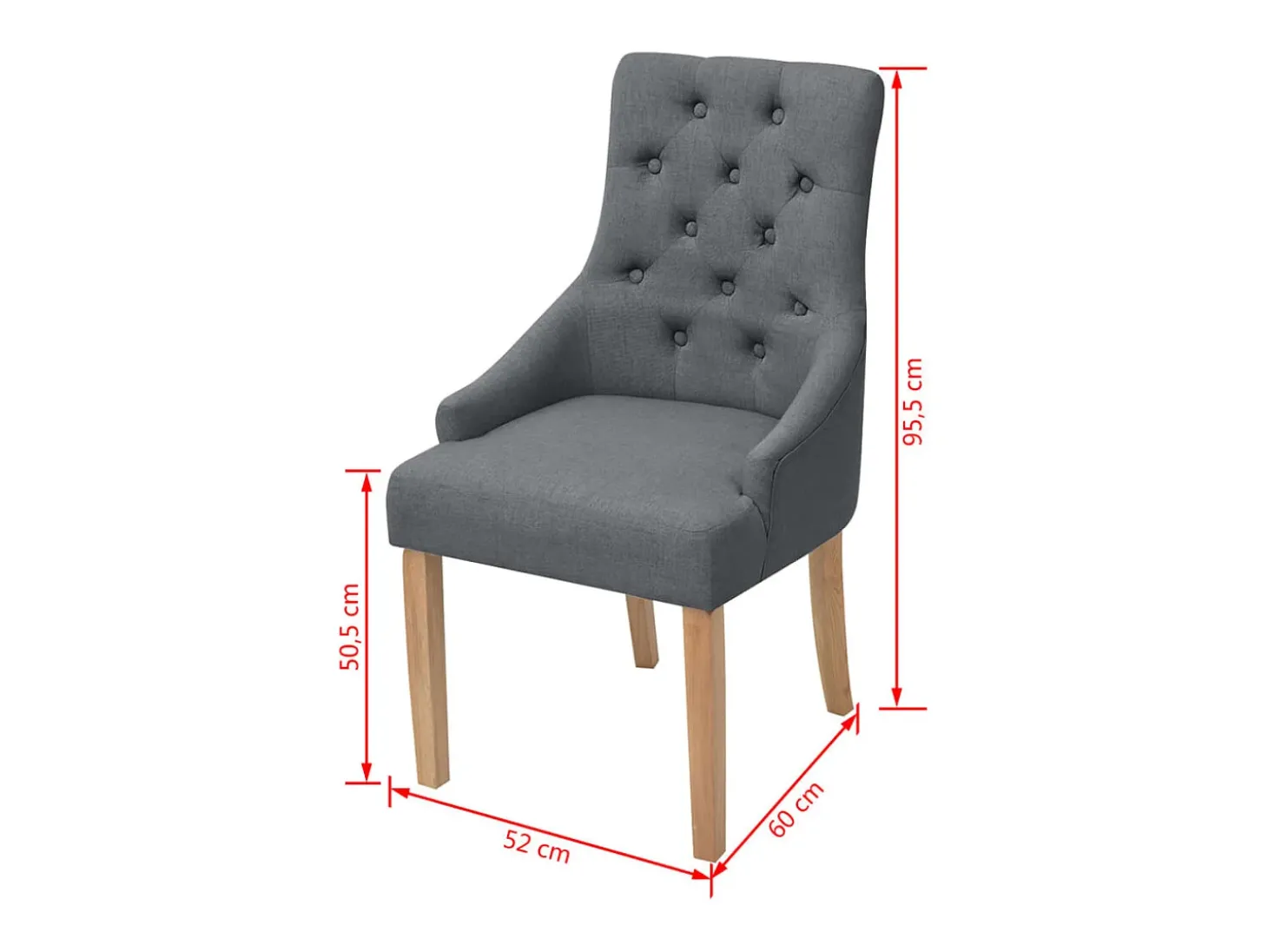Sillas de comedor 2 unidades tela gris oscuro
