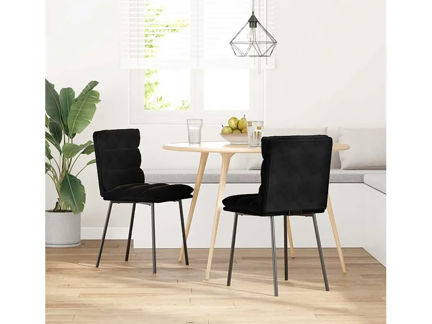 Sillas de comedor 2 unidades terciopelo negro