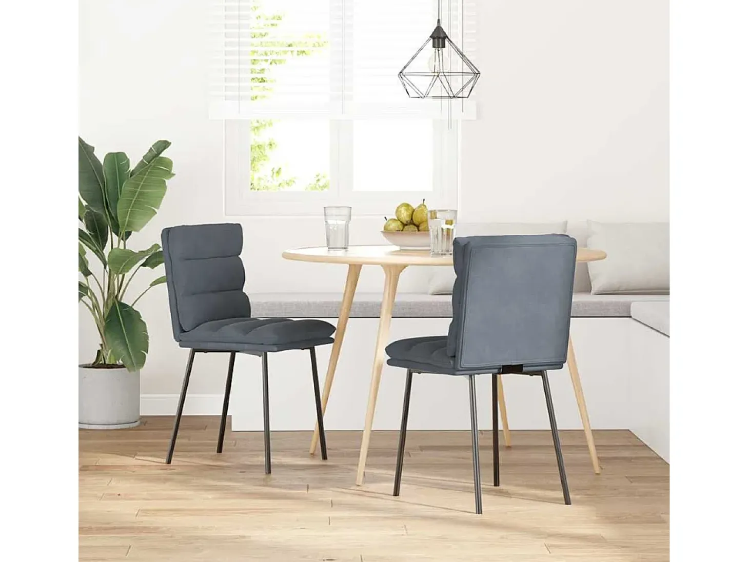 Sillas de comedor 2 unidades terciopelo gris oscuro