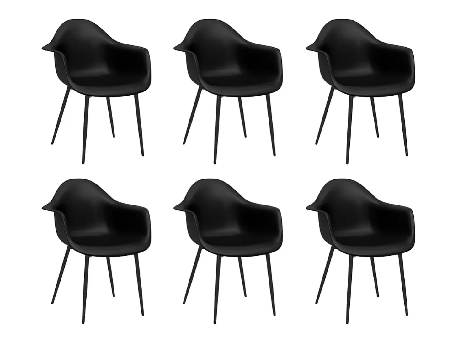 Sillas de comedor 6 unidades negras PP