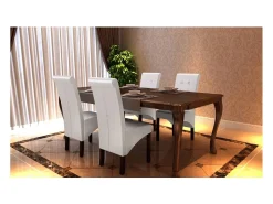 Sillas de comedor 4 unidades cuero sintético blanco