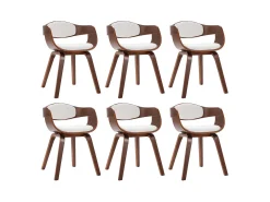 Sillas de comedor 6 unidades madera curvada y cuero sintético