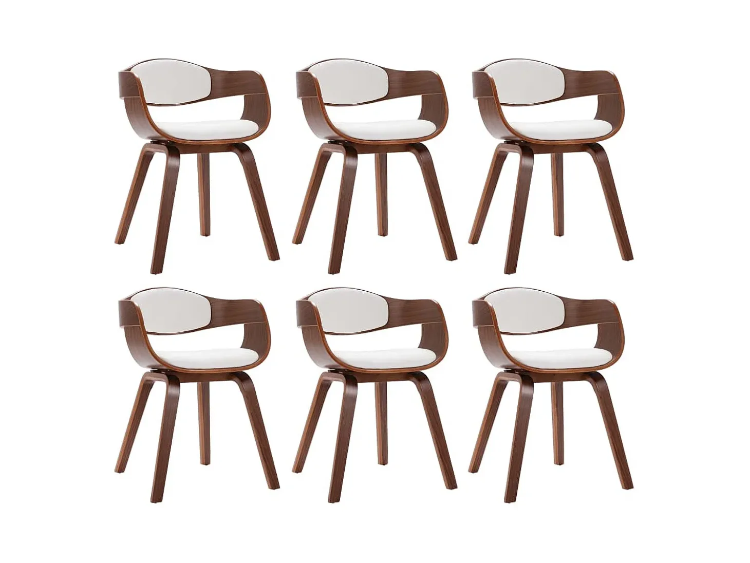 Sillas de comedor 6 unidades madera curvada y cuero sintético