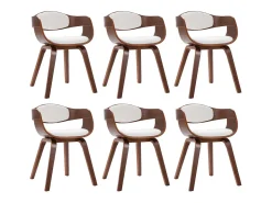 Sillas de comedor 6 unidades madera curvada y cuero sintético