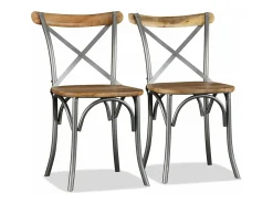 Sillas de comedor 6 unidades madera de mango respaldo acero cruzado