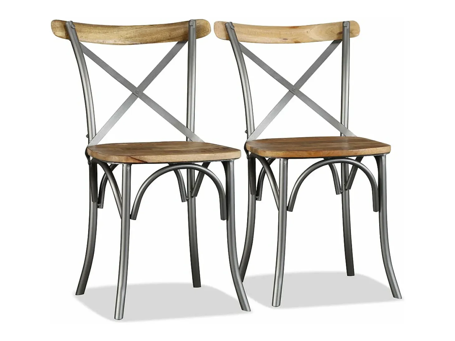 Sillas de comedor 6 unidades madera de mango respaldo acero cruzado