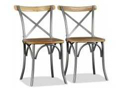 Sillas de comedor 6 unidades madera de mango respaldo acero cruzado