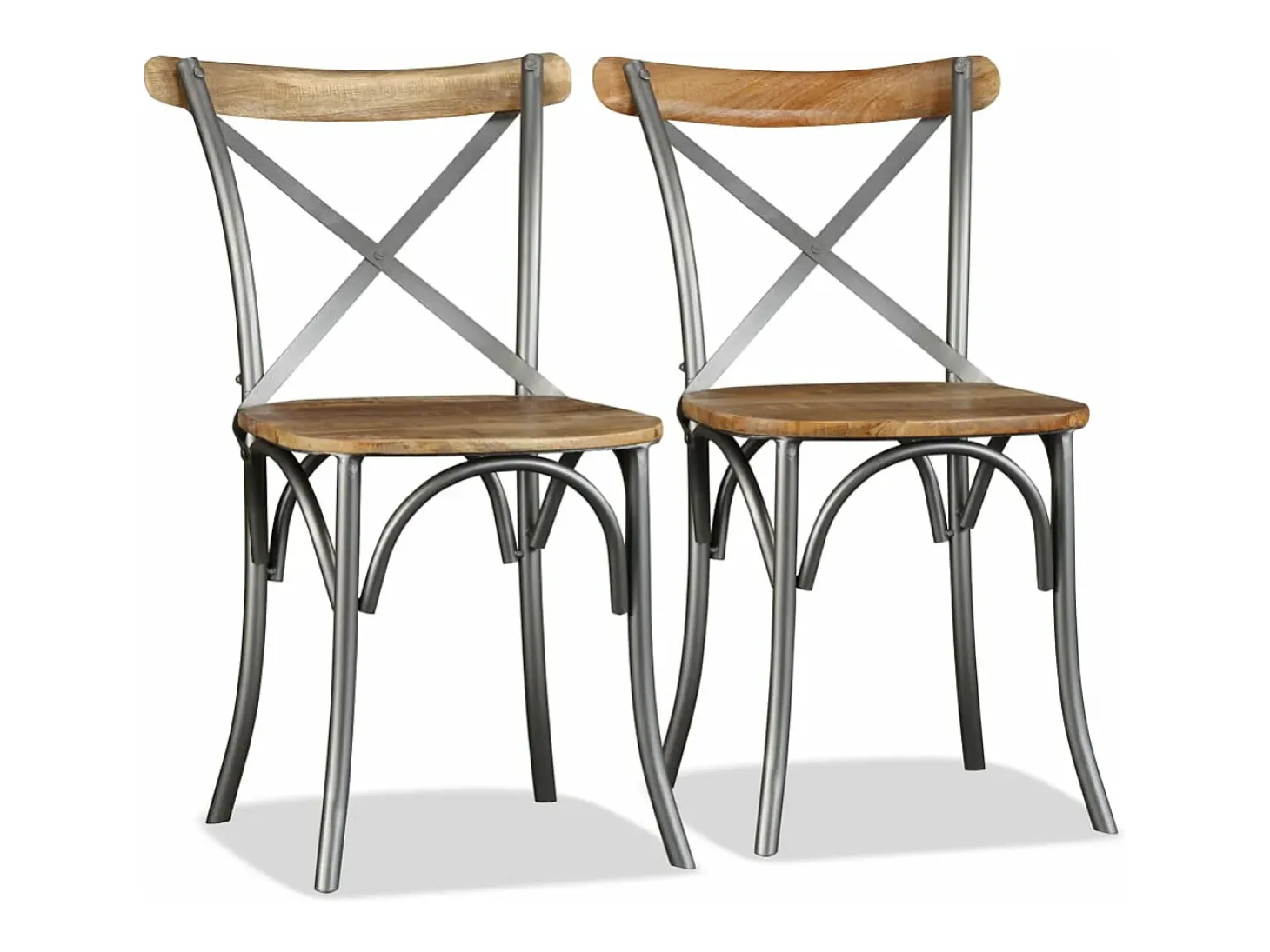 Sillas de comedor 6 unidades madera de mango respaldo acero cruzado