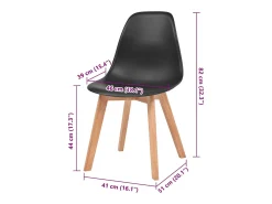 Sillas de comedor 2 unidades plástico negro