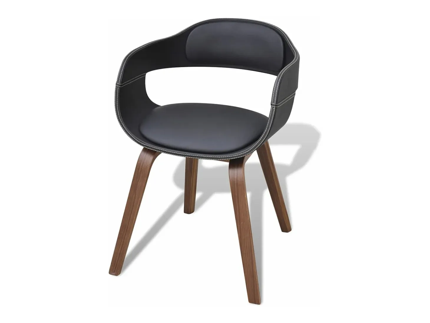 Sillas de comedor 2 unidades madera curvada y cuero sintético negro
