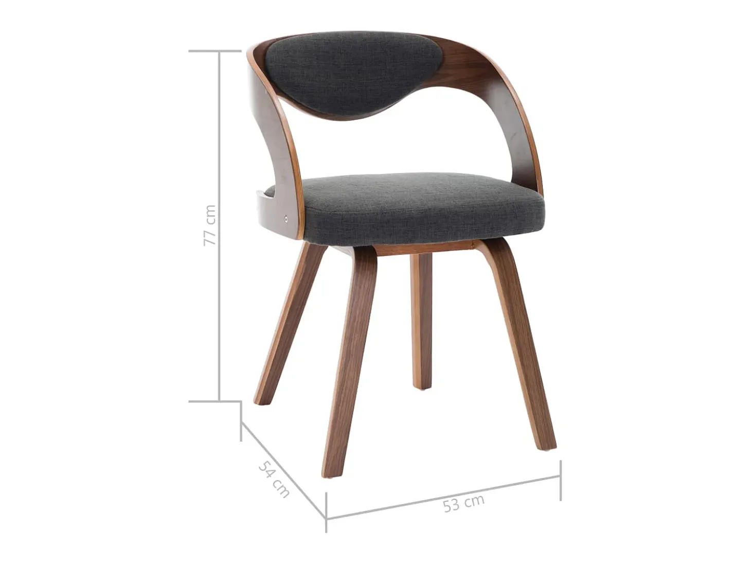 Sillas de comedor 2 unidades madera curvada y tela gris oscuro