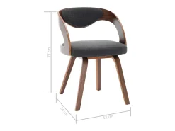 Sillas de comedor 2 unidades madera curvada y tela gris oscuro